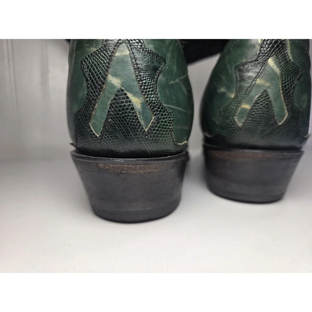 Rare Vintage Dan Post Green Teju Lizard Western Cowboy Boots Women's 7 Made USA - Picture 16 of 16